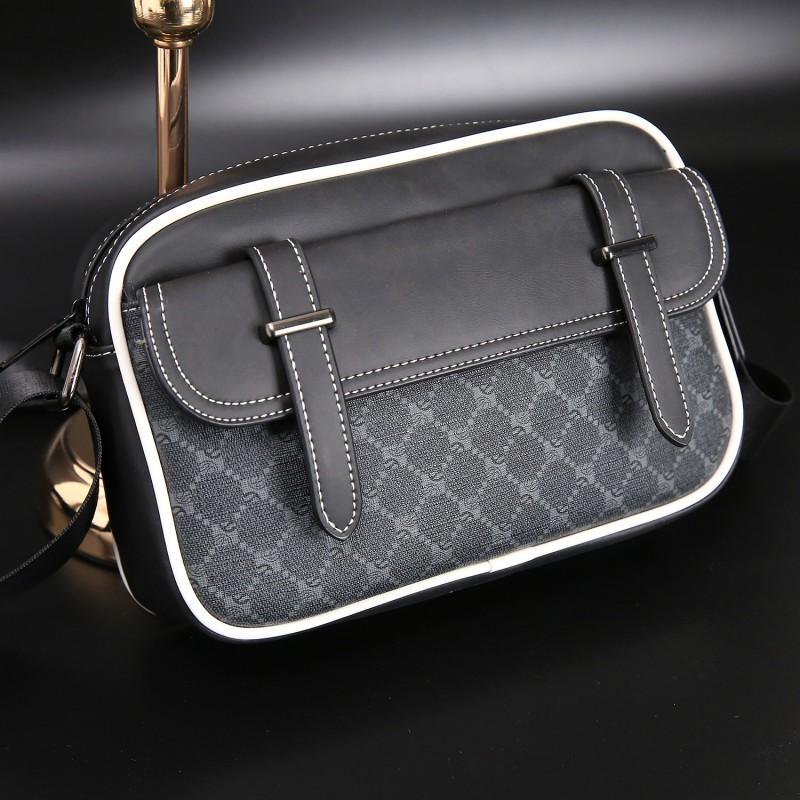 Men's Plaid Shoulder Bag Casual Business Cross-body Commuting Square Outdoor Backpack Mobile Phone Trendy