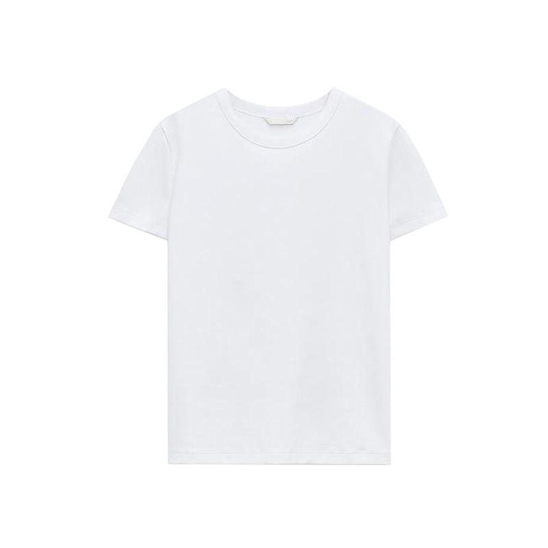 and Summer Women's Clothing French Simplicity Style Straight-leg Multi-Color Selection Double-Sided Cloth Silm Short Sleeve round Neck T-shirt 4174378
