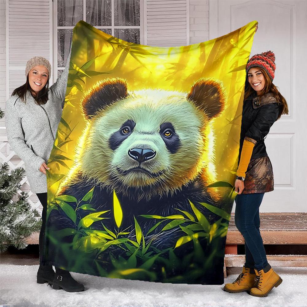 1pc Panda Bamboo Forest Outdoor Blanket Soft Flannel Cozy for Travel & Camping All Season