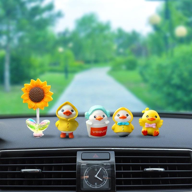 Creative Cute Yellow Duck Car Ornaments: Adorable Goddess-Themed Decorations for Car Dashboard.