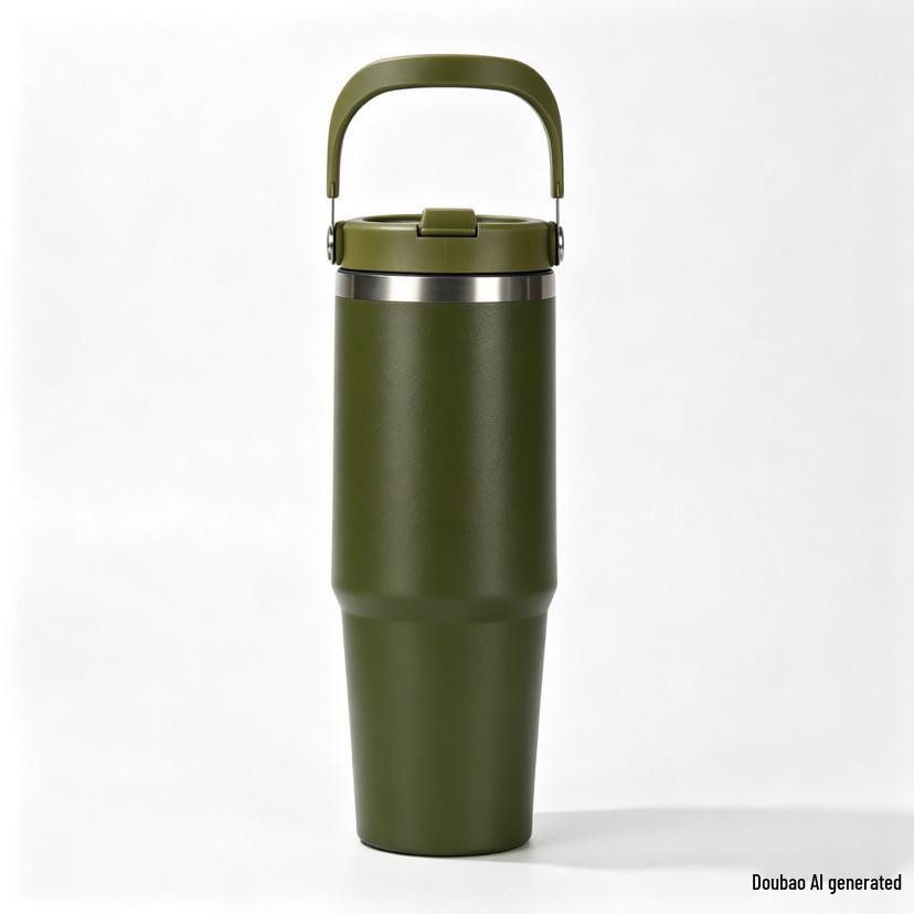 30oz Edelstahl tragbarer Reise-Thermosbecher mit Strohhalm - Großes Fassungsvermögen für Outdoor-/Autonutzung