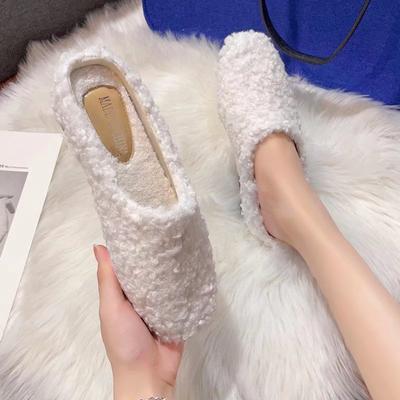 Mocasines de Moda de Lujo de Lana de Cordero Femme Planos de Piel de Oveja Rizada Mujer Cálidos Zapatillas de Felpa Invierno Zapatos de Algodón Mujer Botines de Nieve Peludos Mulas