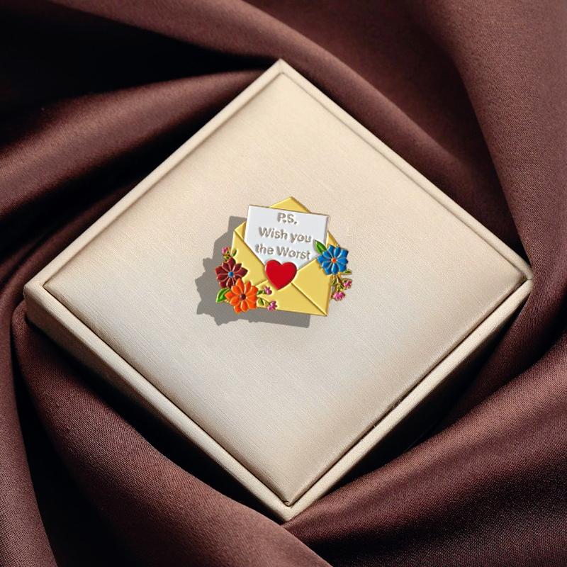 Floral Envelope Brooch Women's Four-season Universal Metal Enamel Pin Sweet Versatile Clothes Bag Scarf Accessories Brooch