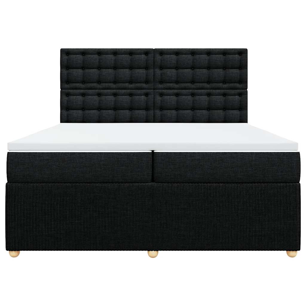 Box Spring Bed with Mattress Black 200x200 Cm Fabric