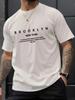 Mens New York Brooklyn Print Sports Casual Versatile Short Sleeve TShirt