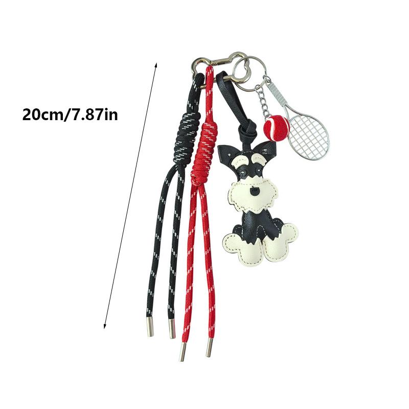 Cute PU Leather Schnauzer Bag Pendant Fashion Nylon Woven Rope Backpack Hanging Bags Accessories