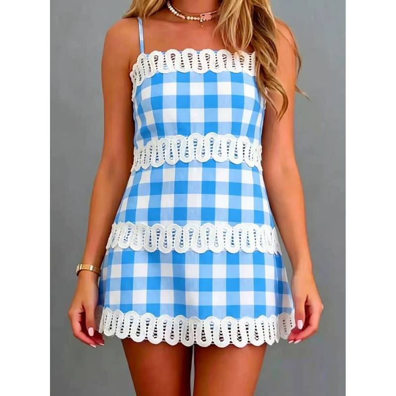 Linen Blend Abstract Pattern A Line Dress For Casual Beach And Travel Wear