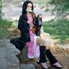 Ysir Anime Nezuko Cosplay Costume Kimono Devil Hunter Kamado Nezuko Costume Wig Womens Girls Kimono Uniform Clothes