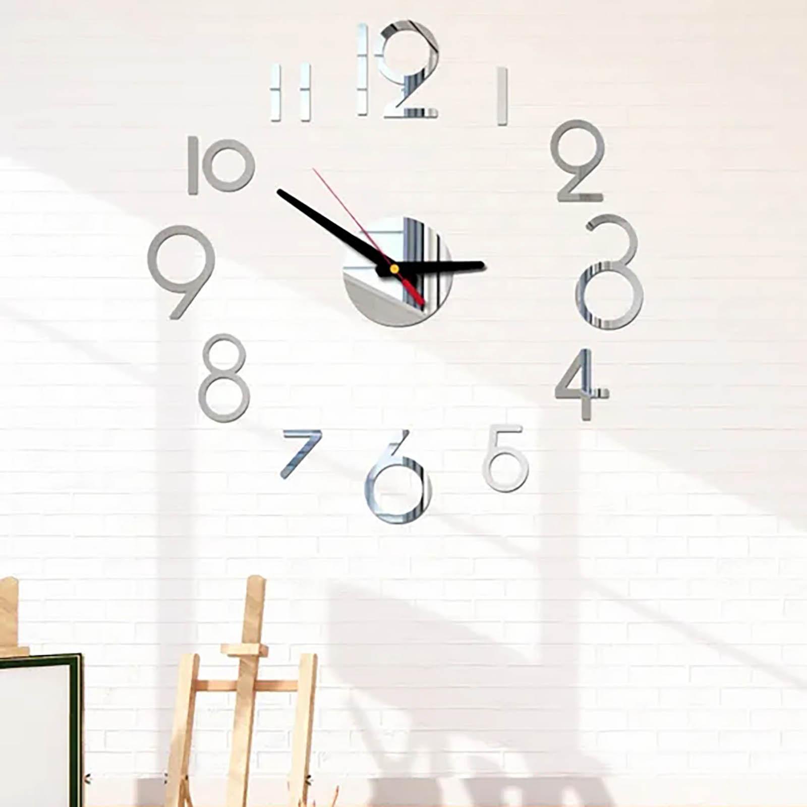 

Креативные 3D акриловые настенные часы, упрощенные большие часы «сделай сам», бесшумные настенные часы-стикеры One Size серебряный