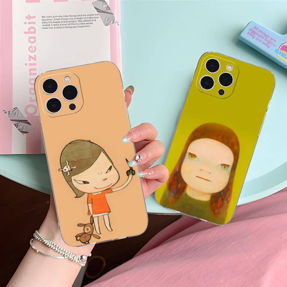 Anime Yoshitomo Nara Phone Case for iPhone 17 16 15 14 13 12 11 X XR XS Air Pro Max Plus Mini Clear Colorful Cover Luxury Pretty