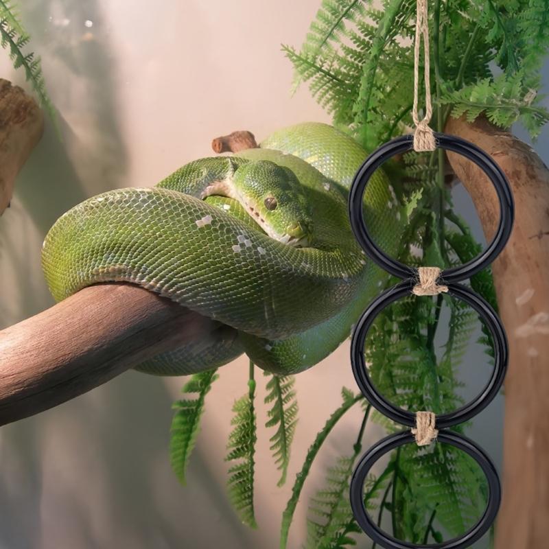 Fun Climbing Rings Snake Exercise Toy for Small Pet with Flexible Joints Safe Reptiles Terrarium Hanging Decoration Toy