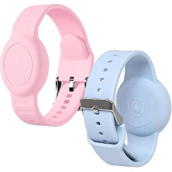 for AirTag Bracelet for Kids, Waterproof Cute Print for Air tag Holder for Kids with Soft Silicone Full Coverage Anti-Lost Hidden for Airtag