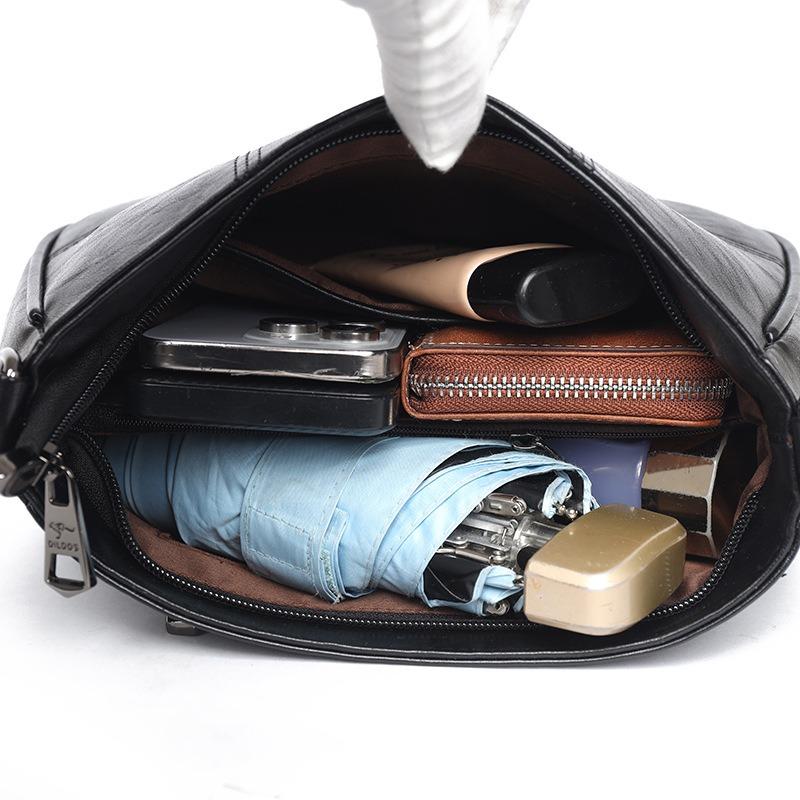 Fashion splicing embroidered thread messenger bag trendy simple shoulder bag retro casual versatile Chinese women's bag