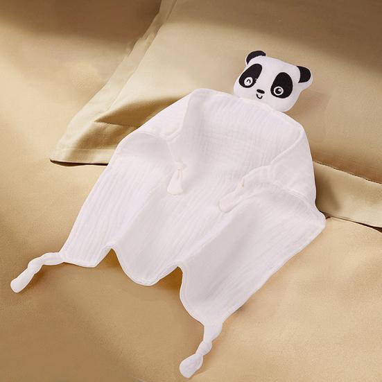 Animal Loveys for Babies Soothing Towel Muslin Security Blanket Panda Rabbit Self-Soothing Anti-Drop Towel for Sleeping Newborns