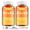 Vitamin D3 and K2 Gummies, Containing Natural Coconut Oil, Plant-based Two-in-one Formula, Gentle and Easily Absorbed, Suitable for Adults.