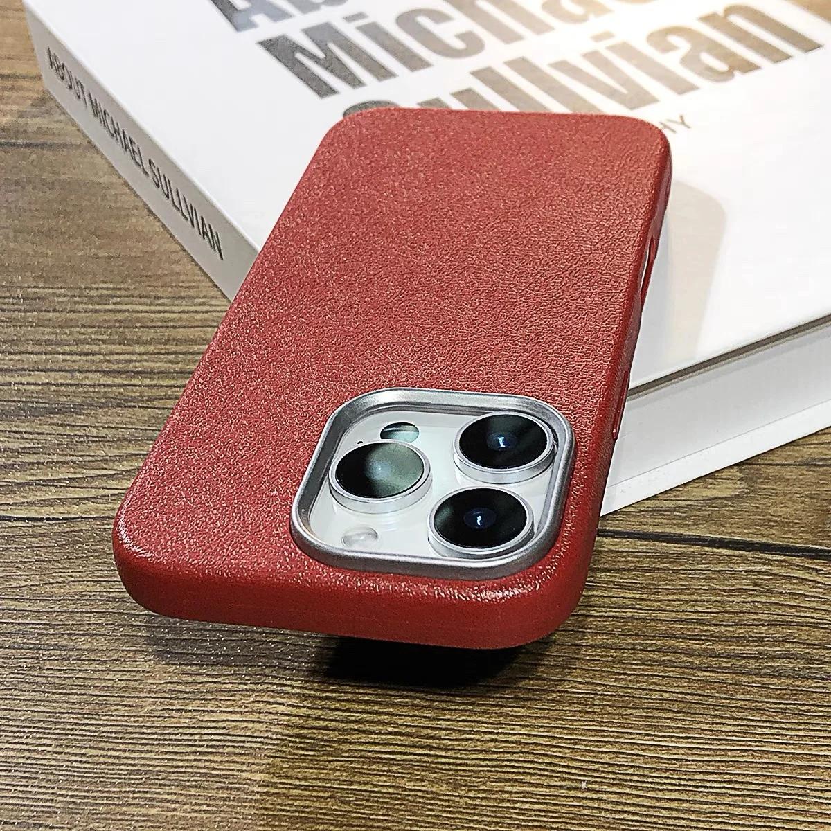 

Розкішний матовий шкіряний чохол для телефону для iPhone 16 15 14 Plus 13 12 11 Pro Max XS Max XR Захист об’єктива Протиударна силіконова кришка For iPhone 11 кларет