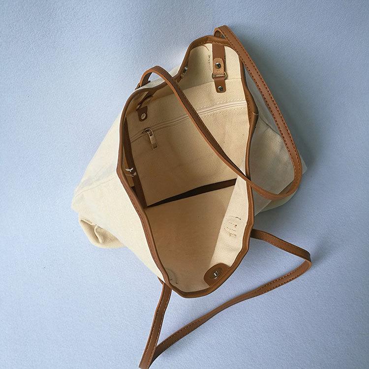 

Women s 2024 new ins canvas bucket simple portable shopping bag large capacity casual shoulder bag коричневий