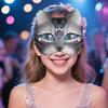 DIY Therian Masque Kit Blank Cat Fox Masque with Felt Fabric Sheet Faux Fur Eye Mesh Furry Animal Dress Up Masque for Halloween Party Cosplay