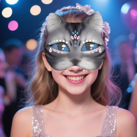 DIY Therian Maskesett Blank Katt Rev Maske med Filtstoffark Fuskepels Øyenett Pelsdyr Dyrekostyme Maske for Halloweenfest Cosplay