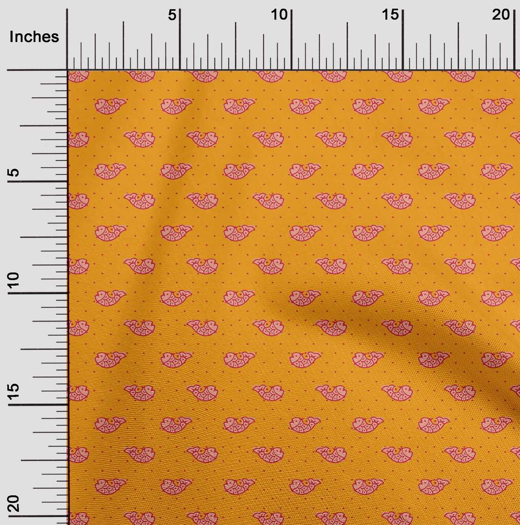 oneOone Cotton Flex Fabric Fish Block Printed Craft Fabric BTY 40 Inch Wide