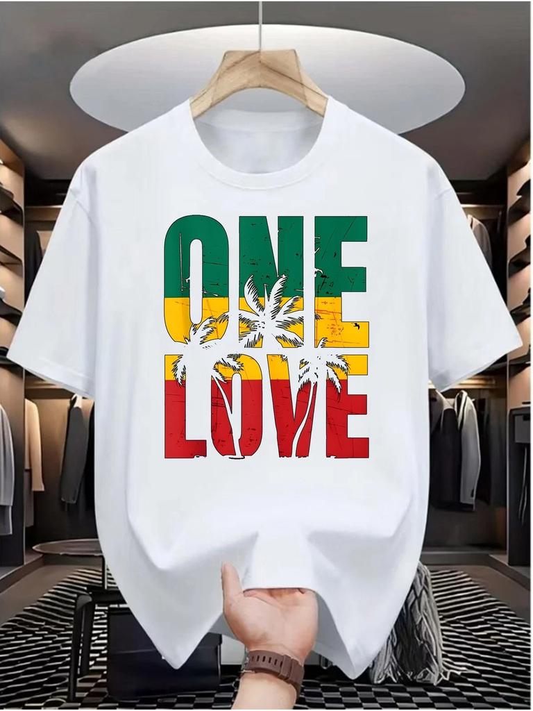 One Love Rasta Reggae Jamaica Colors Graphic T-Shirt Peace Unity Tee
