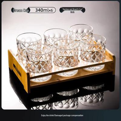 Yi Pan Dream European Glass Tumbler Set with Bamboo Holder