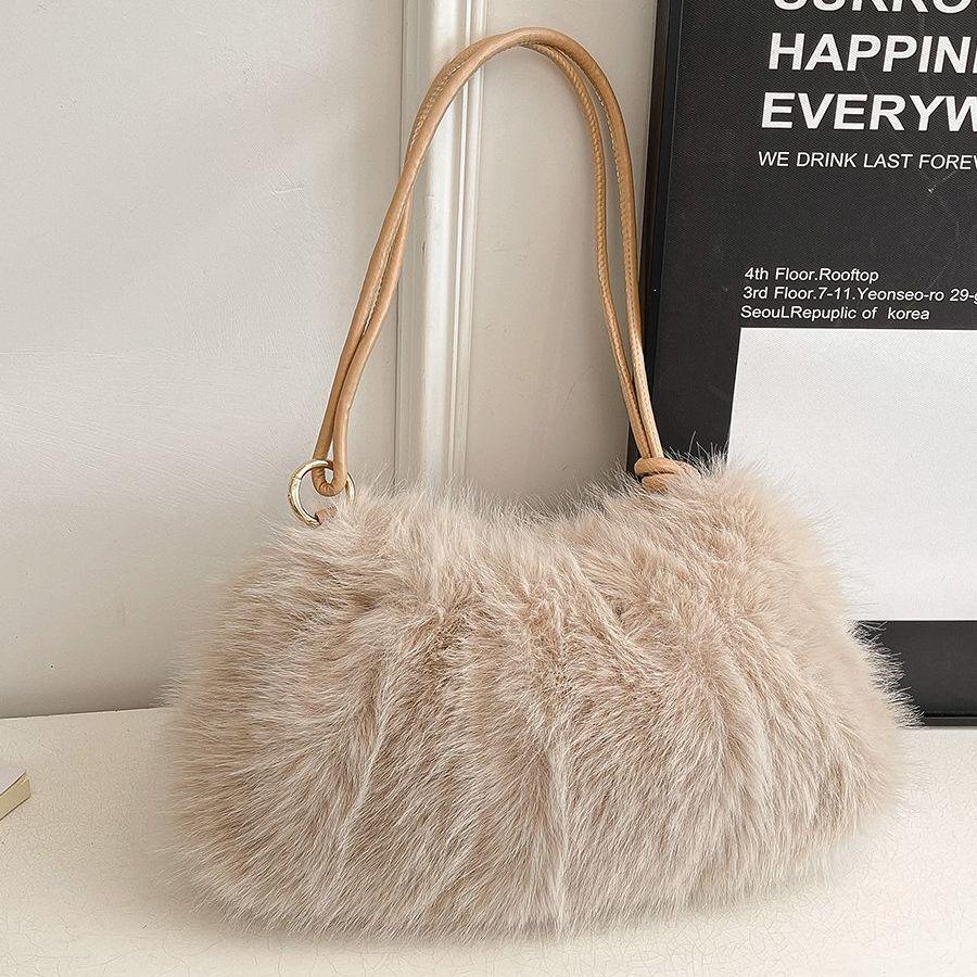 Элегантная плиссированная плюшевая сумка кроссбоди: Универсальная однотонная сумка для женщин легкие хаки