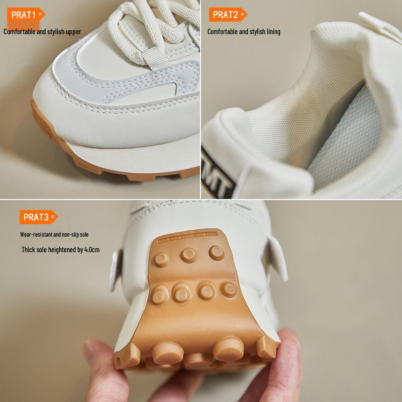 Korean Style Argan Women's 2025 Spring Sneakers - Casual, Thick-Soled, Height-Increasing Trendy Running Shoes - 6682