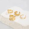 SHIXIN 3 Pcs/set Punk Chunky Irregular Rings for Men Women Geometric Adjustable Liquid Metal Open Finger Rings Statement Jewelry