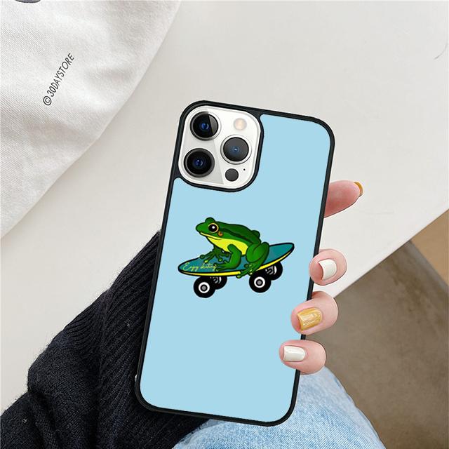 

Frog Skateboard Cute Kawaii Phone Case For iPhone 17 Air 15 16 Cover 11 13 14 Pro Max 12 Plus Max Fundas iPhone 15pro