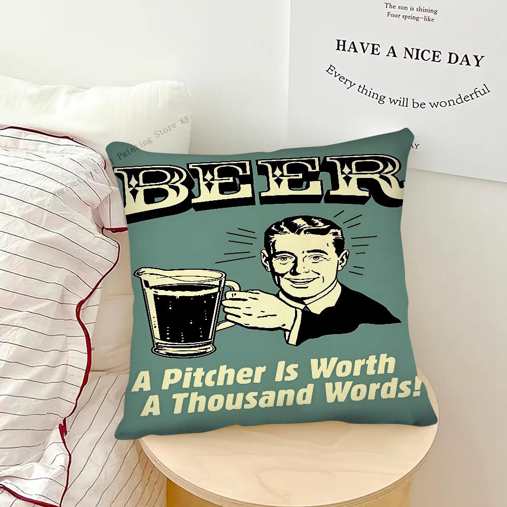 Beer Cigarette Coffee Pillow Case Square Pillow Bedroom Sofa Leisure Comfort Cushion Car Living Room Home Decoration
