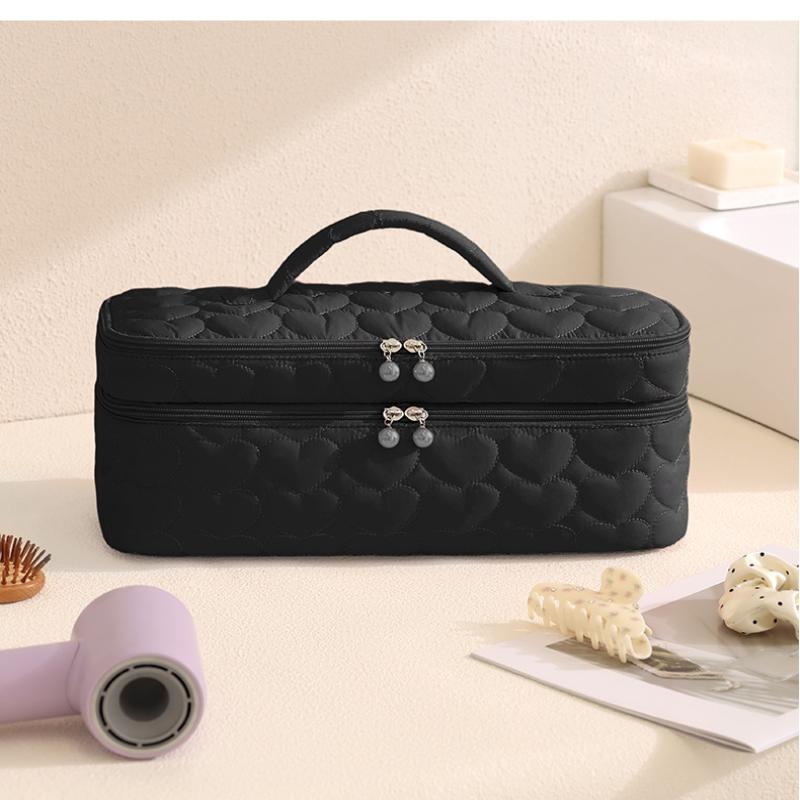 Bolsa de Almacenamiento para Secador de Pelo de Doble Capa Portátil Gran Capacidad a Prueba de Polvo Neceser para Rizador de Pelo con Asa Estuche de Transporte para Viajes