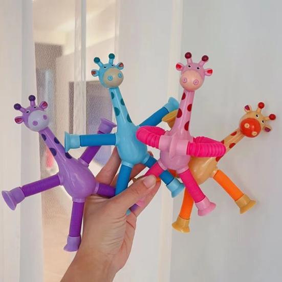 Giraffe Toy Novel Suction Cup Telescopic Various Shapes Built-in Battery Entertainment ABS Cartoon Pipe Stretch