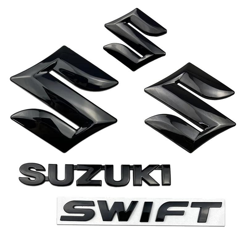 for SUZUKI Swift Metal 4pcs 5pcs Car Front Emblem Rear Trunk Logo 3D Badge Steering Wheel Sticker Modified Letter Decoration