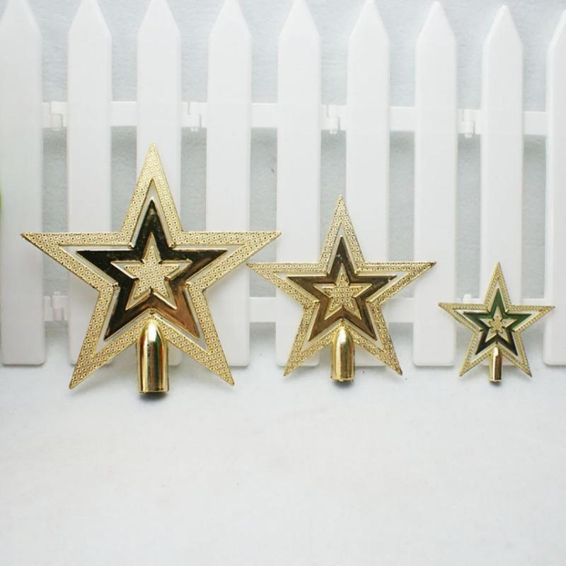 1Pc Outdoor Home Decor Merry Christmas Ornaments Tree Topper Glitter Star Decoration