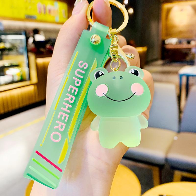 Cartoon Crystal Bear Key Chain Transparent Keyfob Cute Frog Animal Keyring Backpack Pendant Couple Car Keychain