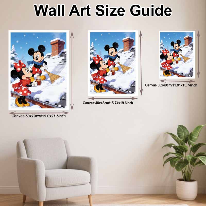 Disney Diamond Art Painting Kit 5D Diamond Winter Snow Scenery Painting Dot Art Gemstone Crystal Art Paint Diamond Home Wall Decor