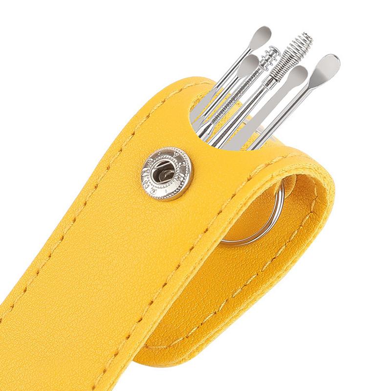 6Pcs/Set Ear Wax Pickers Earpick Wax Remover Stainless Steel Piercing Kit Earwax Curette Spoon Ear Clean Care Tool Cleaner