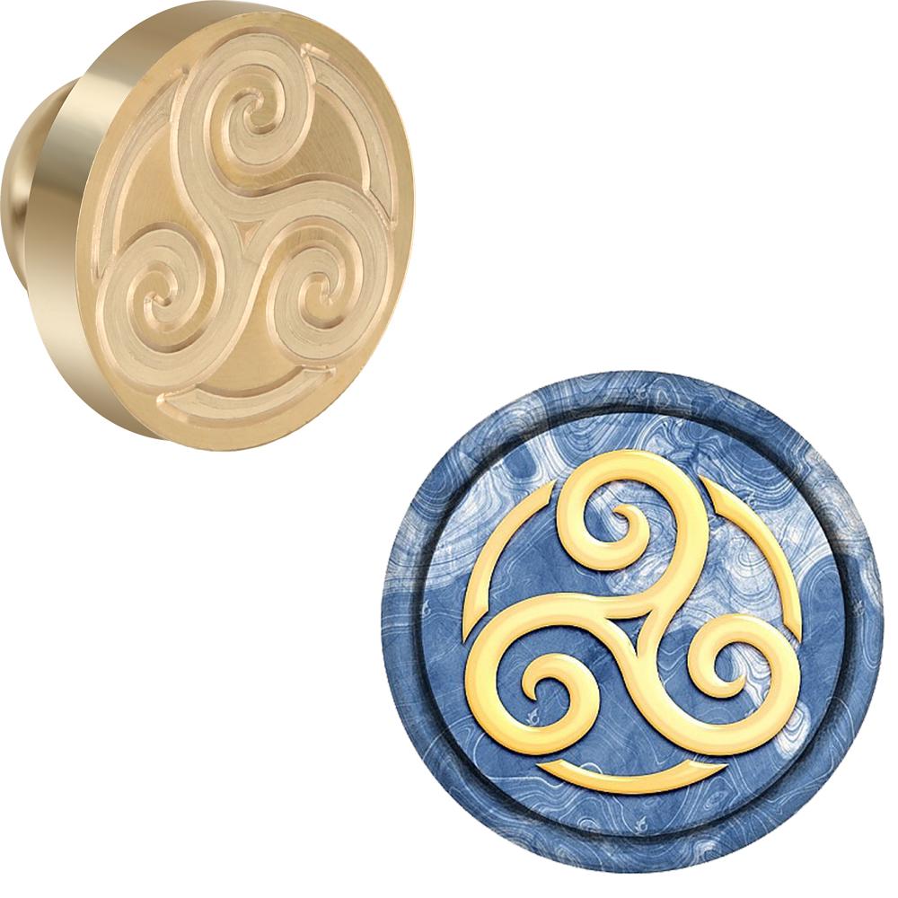 Viking Rune Vegvisir Wax Seal Stamp Compass, Scales Pattern Retro Sealing Wax Stamp 25mm Removable Brass Head for Envelope Card