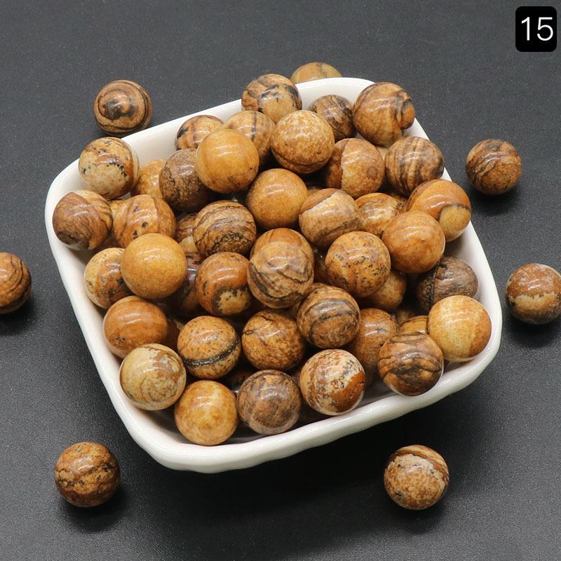 1189-12MM Natural Round Crystal Stone Bead, No Hole, Mini Small Ball for DIY Jewelry and Crafts
