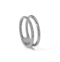 Anello Minimalista in Acciaio Inossidabile a Forma di Cuore Amore Vuoto per Donne Anelli con Zirconi Intarsiati Colore Oro Impermeabile Gioielli Moda Romantica
