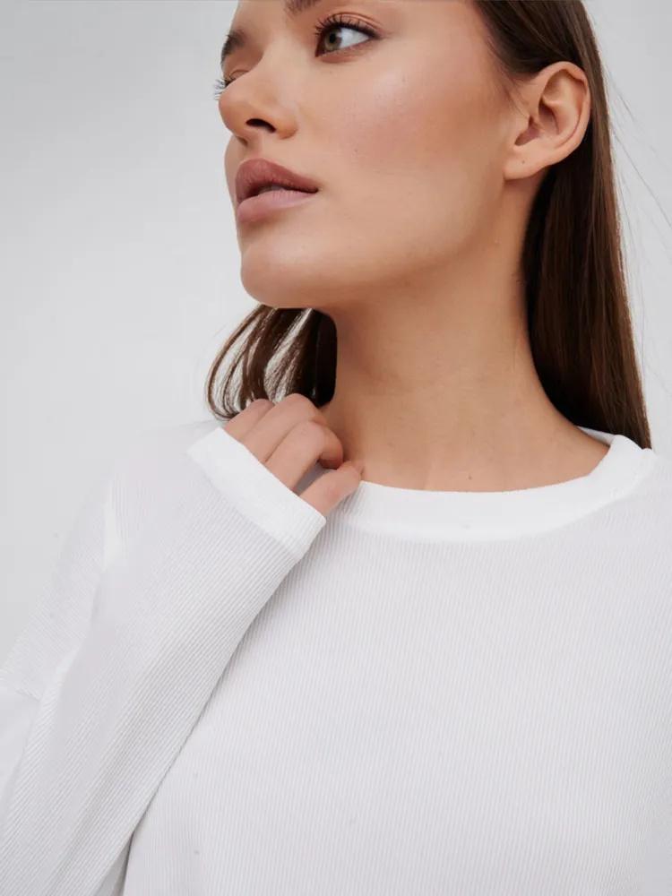 Cotton Sweatshirt Base Shirt  Long Sleeve Bottom Slit Base Shirt