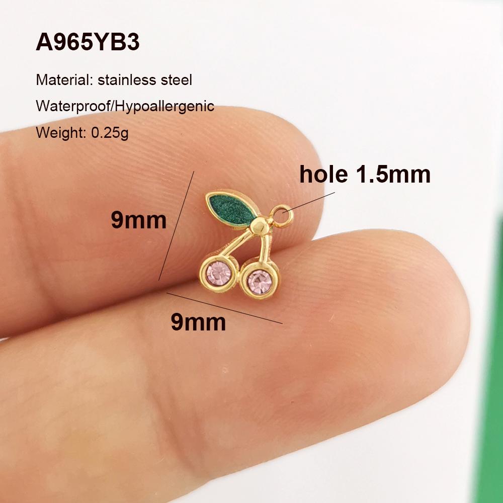 2pcs/lot Stainless Steel Pendant Charm Key Fish Lobster Flower Shell Conch Cherry Enamel Necklace Gold PVD
