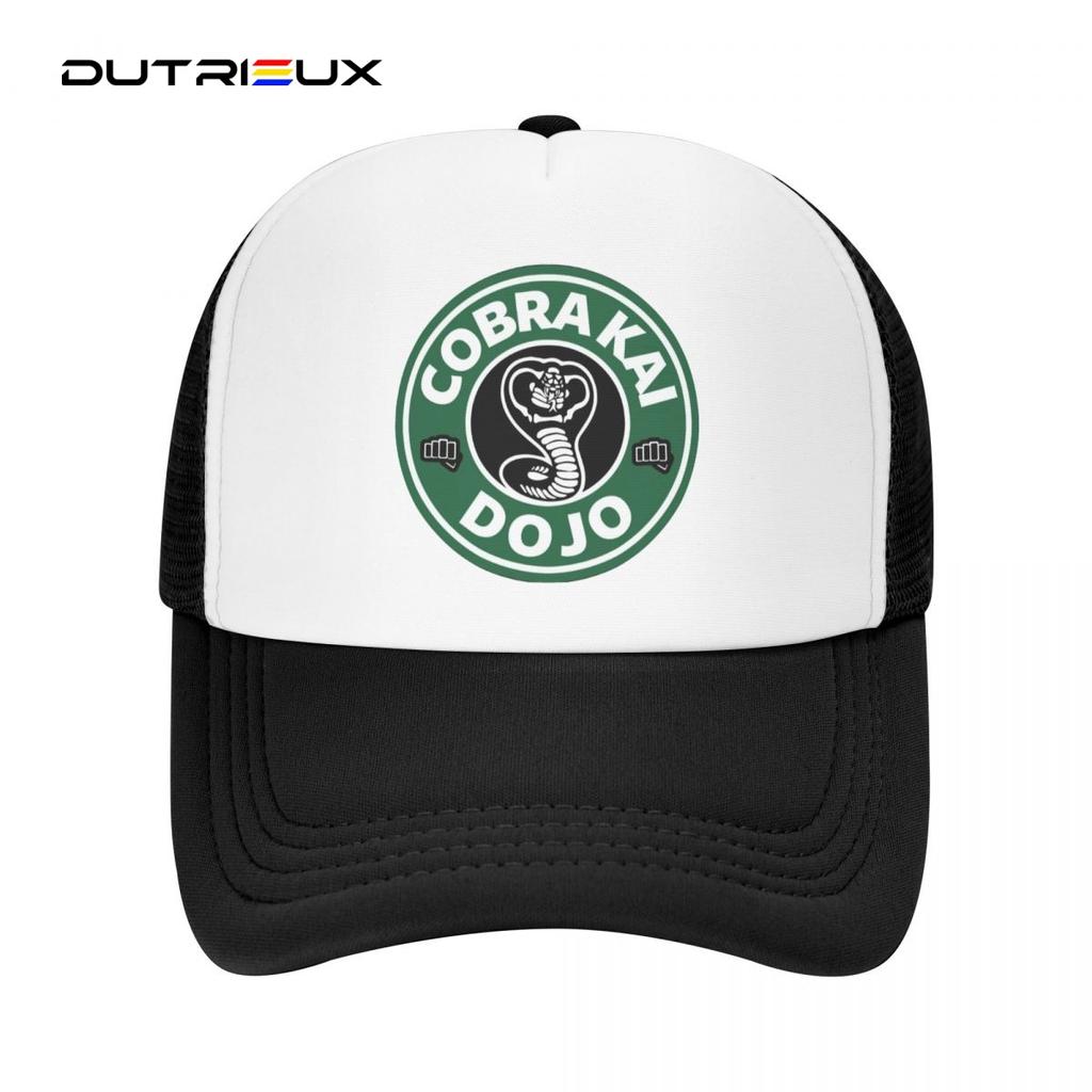 Cobra Kai Dojo Coffee Logo Baseball Caps Unisex Snapback Hats Lovers Trucker Caps Women Breathable Mesh Visor Bones