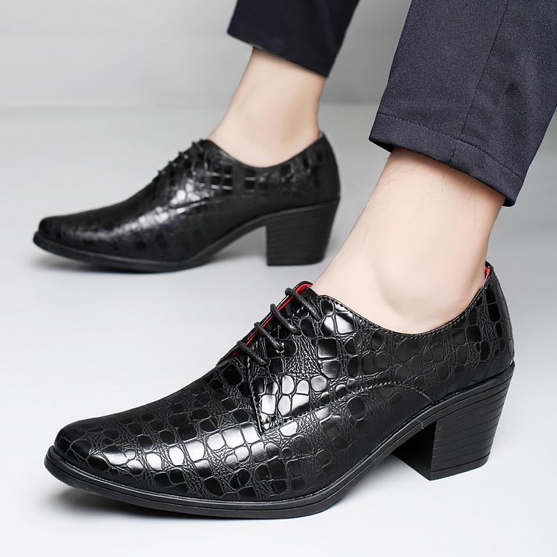 Men High Heels Blue Derby Brown Wedding Dress Dance Shoes Business Elevator Shoes Black Height Increase Tuxedo Shoes Large Size