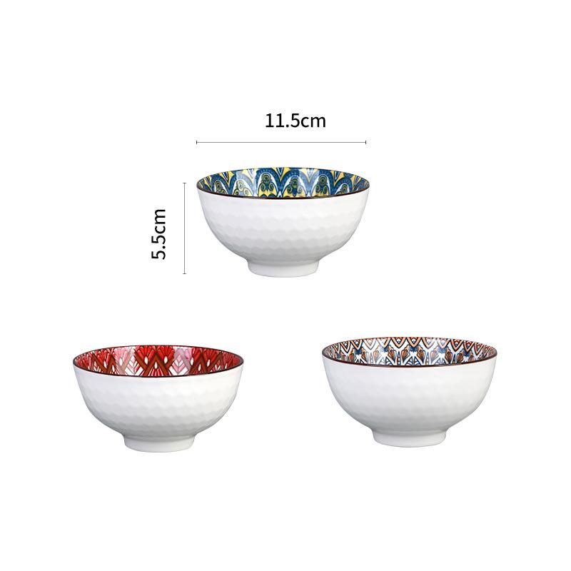 SHUNXIANG Cereal Bowls Set Bohemian Floral Ceramic Soup Bowls 4.5inch Colorful Bowls Set for Salad, Pasta, Rice, Oatmeal, Fruit