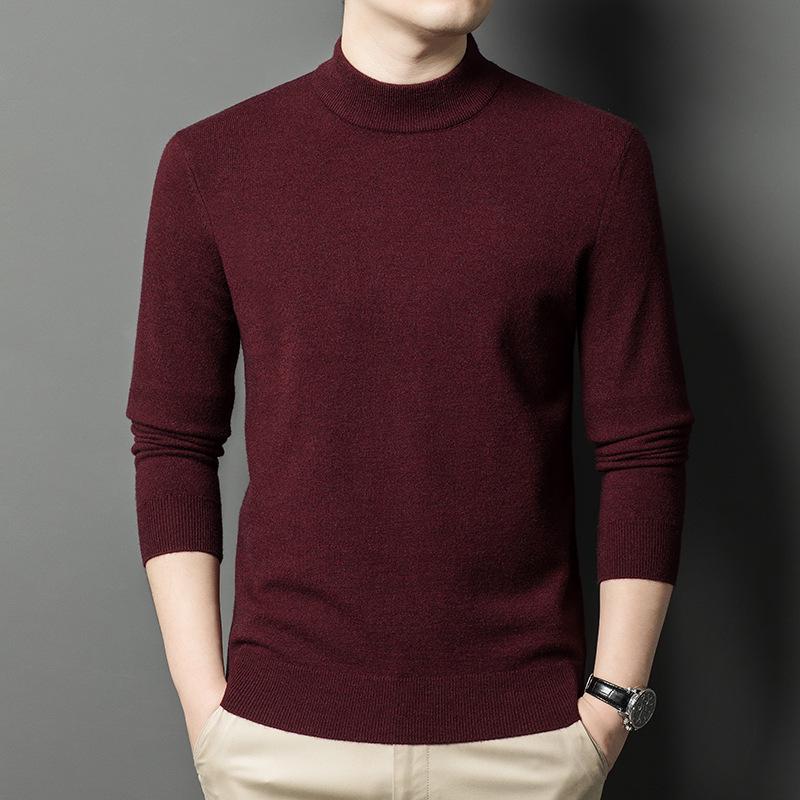 Men's High Neck Wool Sweater - Warm, Versatile Knitwear for Autumn & Winter
