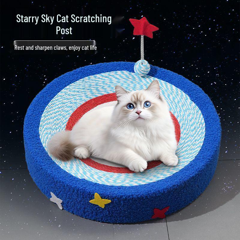 Durable Starry Sky Cat Bed & Scratching Board: Large Oval All-Season Toy
