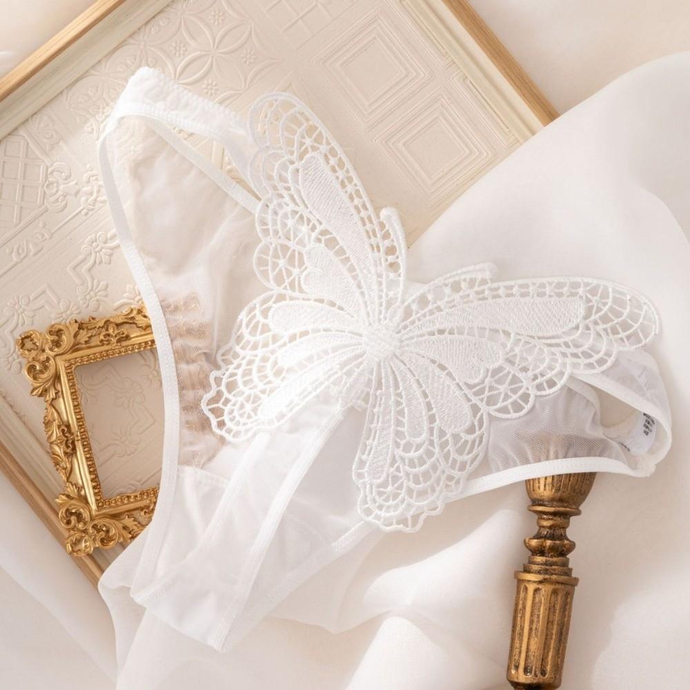 Low Waist Butterfly Mesh Briefs Women Embroidered Embroidery Underwear Romantic Night