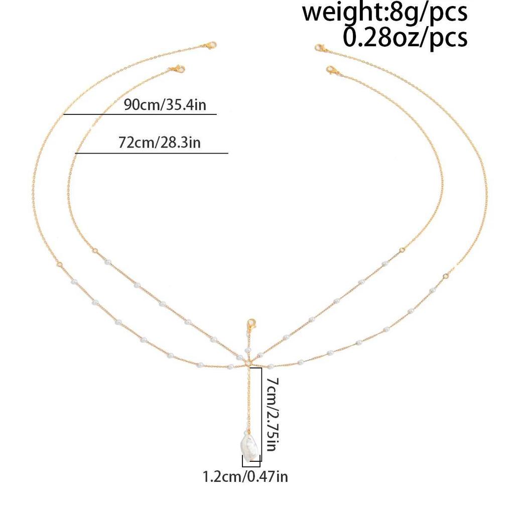 SHIXIN Aesthetic Multilayer Imitation Pearl Chest Chain Belly Waist Chain For Women Boho Summer Beach Sexy Bikini Body Jewelry